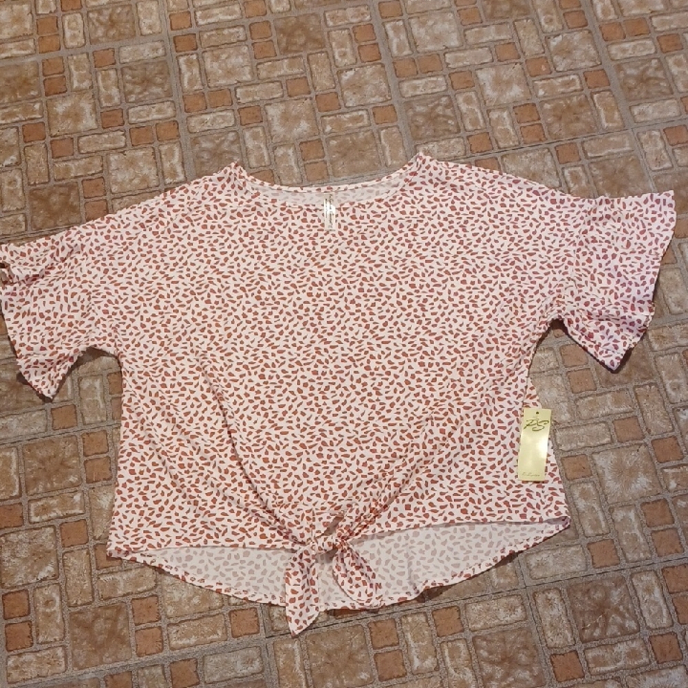PerSeption Concept  Ruffled Sleeve Tie-Front Blouse Size Xlarge